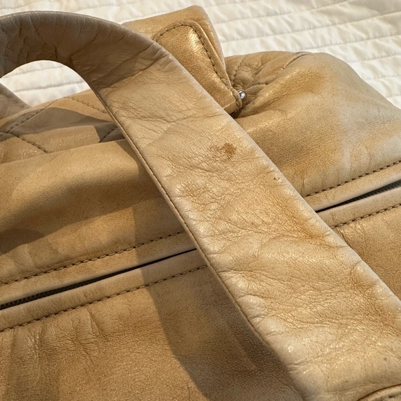 Vintage authentic beige quilted Chanel lambskin bowler tote bag cloudy bundle - Picture 16 of 16